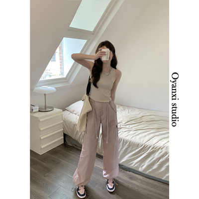 taobao agent Fuchsia summer thin nurse uniform, casual trousers, high waist