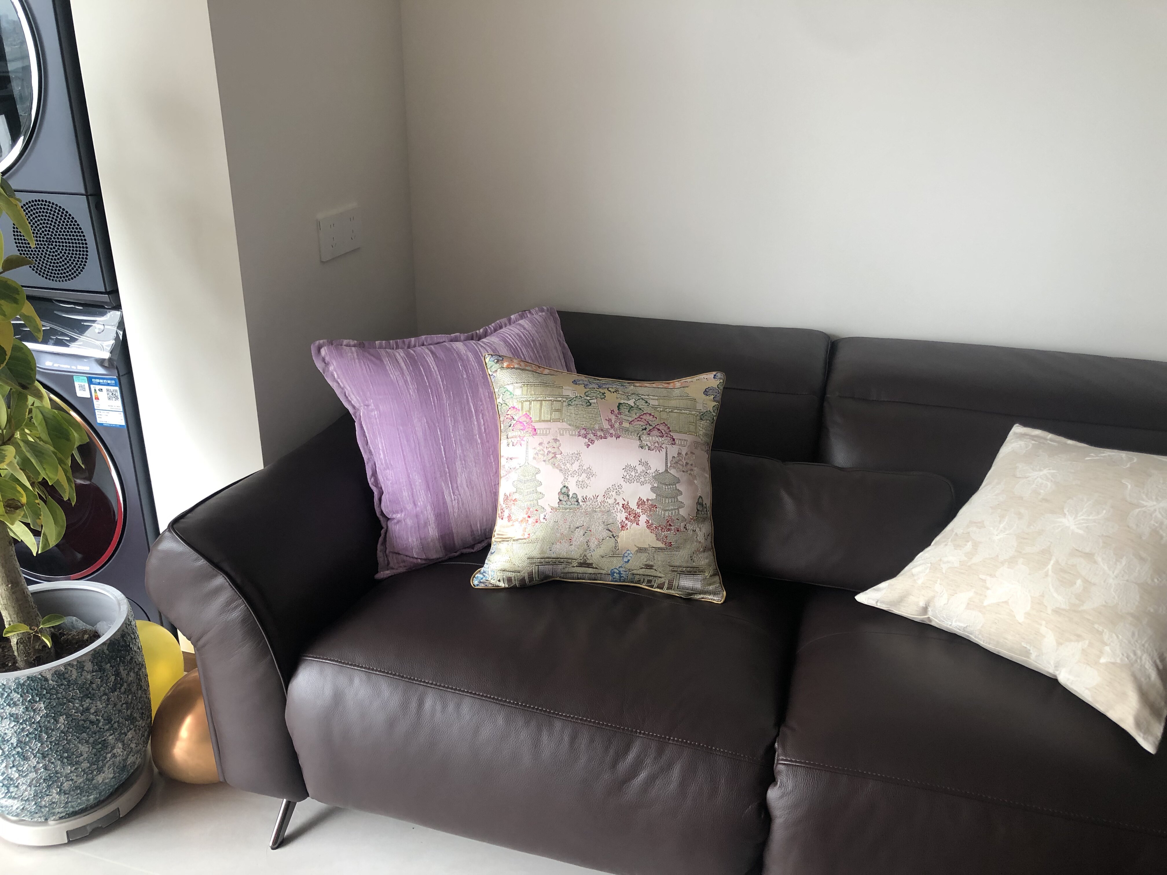Chinese vintage style pink and gold brocade cushion cover with concealed zipper detail