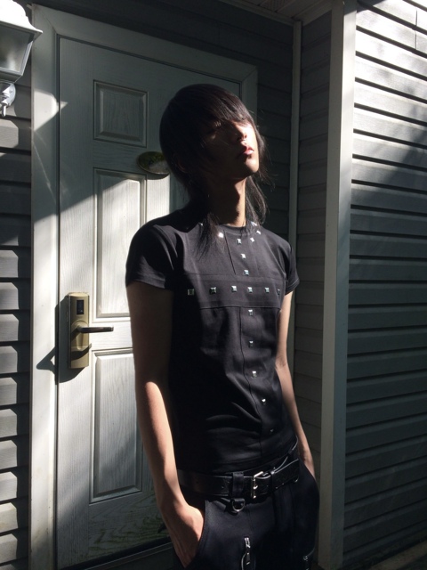 BLACK SLIM FIT RHINESTONE TEE image 10
