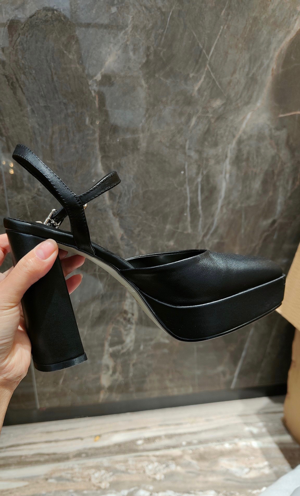 Lisa同款鞋子粗跟厚底赫本玛丽珍辣妹高跟鞋黑色防水台一字扣单鞋- Taobao
