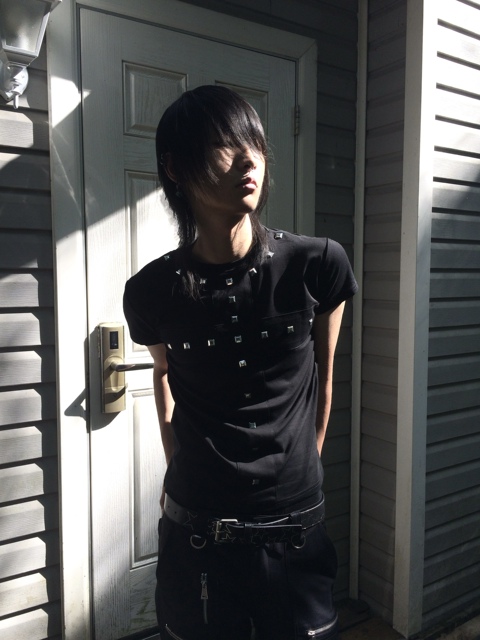 BLACK SLIM FIT RHINESTONE TEE image 9