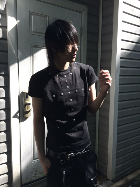BLACK SLIM FIT RHINESTONE TEE image 8