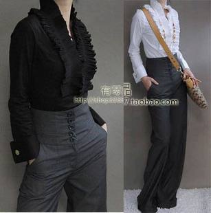 Women's colored trousers, fitted overall, high waist