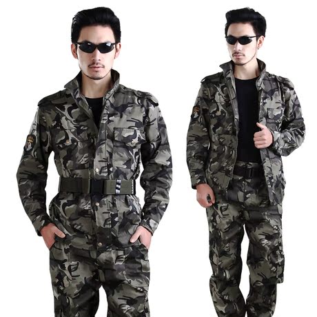 多兜实用 秋季长袖耐磨灰大雁迷彩服套装男 野战cs户外迷彩工装