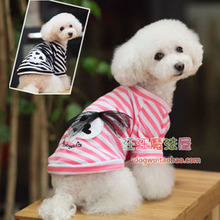 Pet clothes dog clothes spring and summer punk skull striped T-shirt Bichon Teddy Poodle 4-13