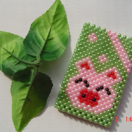 diy亚克力串珠 仿珍珠 生肖猪卡套材料包(送电子图纸)a1-0049a