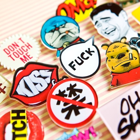 【10个包邮】流行动漫卡通原宿恶搞童趣zipper 胸牌徽章胸针胸牌