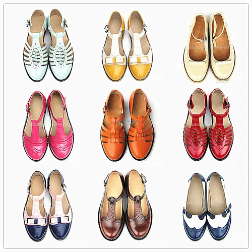 Ретро сандалии, туфли в английском стиле, кожаные оксфорды, кукла для отдыха, из натуральной кожи, в британском стиле