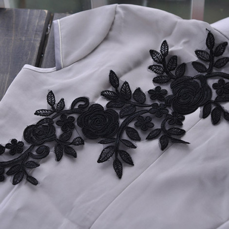 默契.超大黑色布贴 衣服 补丁 花 刺绣蕾丝衣服装饰贴花破洞修补