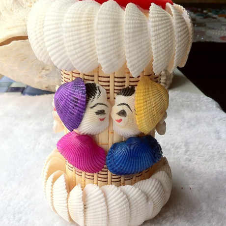 天然海螺贝壳两情相悦笔筒手工艺品时尚家居装饰品摆件地摊货批发