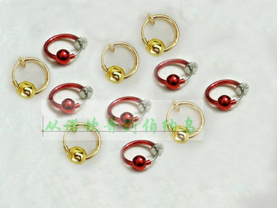 taobao agent Golden red earrings, ear clips, cosplay, no pierced ears