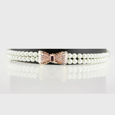 Пояс 包邮珍珠蝴蝶结时尚百搭女士松紧细腰带 女童儿童连衣裙装饰腰链