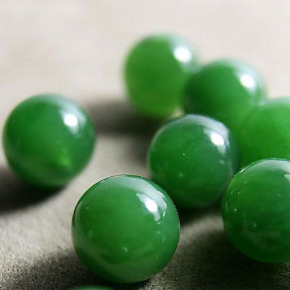 纯天然和田玉碧玉项链碧玉散珠子批发俄罗斯碧玉满绿圆珠手链配件