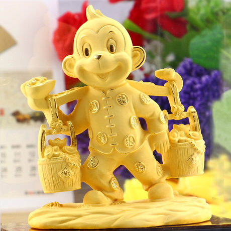 绒沙金猴年贺岁吉祥物生肖猴子摆件生日开业送礼招财家居装饰礼品