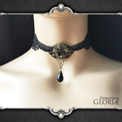taobao agent Gloria ｜ Blade Blade Demon Flower Retro Gothic Rose Victoria Black Lace Jewelry Necklace