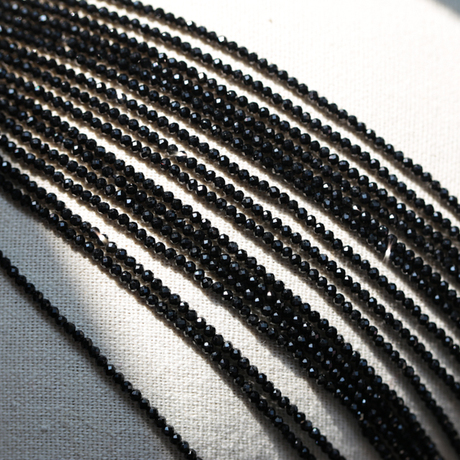 天然 有证书 黑色尖晶石 2mm 黑尖晶切面算盘珠项链手链半成品diy