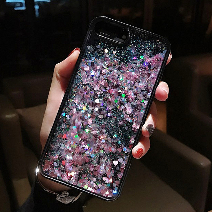 苹果iPhone5s6s苹果X日韩爱心星星液体流动流沙创意6plus手机壳SE