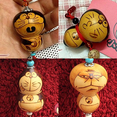 小叮当/哆啦a梦烙画葫芦,机器猫车饰/挂饰,烫画手捻葫芦精品摆件