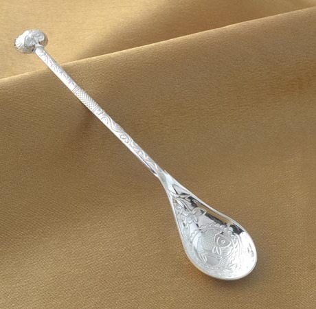 正品99足银勺子990纯银餐具雕花宝宝餐具银勺子银饰品满月礼品