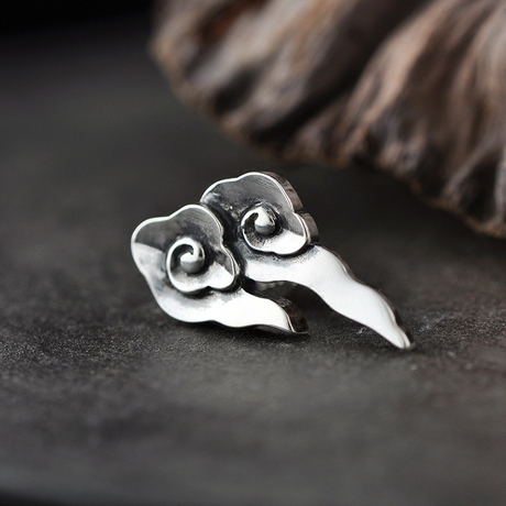 2017艺圃原创设计手工银饰s925纯银云纹胸钉 新古典主义云纹系列