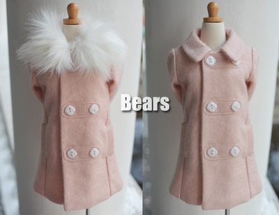 taobao agent ◆ Bears ◆ BJD baby clothing A157 pink all -wool double -breasted coat hair collar removable 1/3 woman
