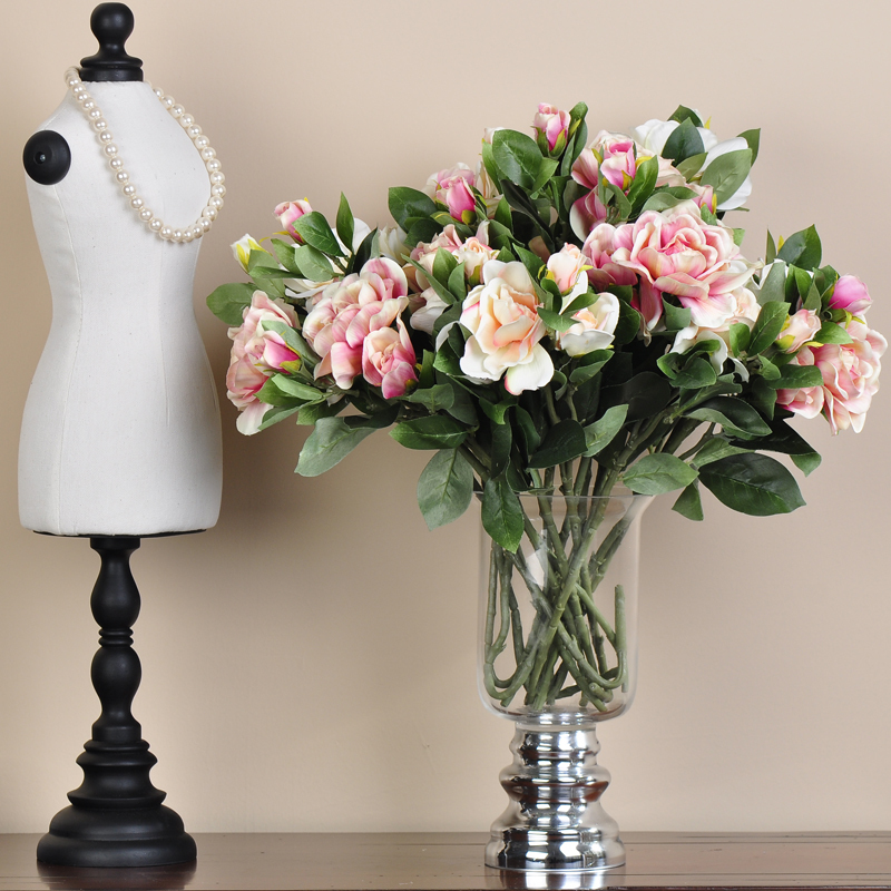 仿真花卉假花摆设绢花清新栀子花婚庆影楼道具家居装饰欧美风法式