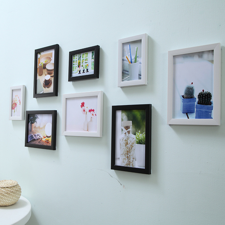 8框照片墙相框墙不规则黑白组合创意个性小墙面卧室书房diy儿童房