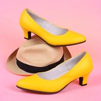 Желтый кожаный карнавал с заостренным носом, обувь для кожаной обуви, сделано на заказ