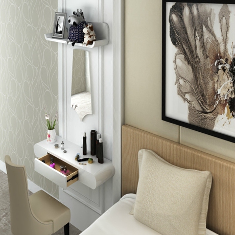 简约壁挂梳妆台小户型客厅电视柜卧室转角烤漆化妆台挂墙首饰柜桌