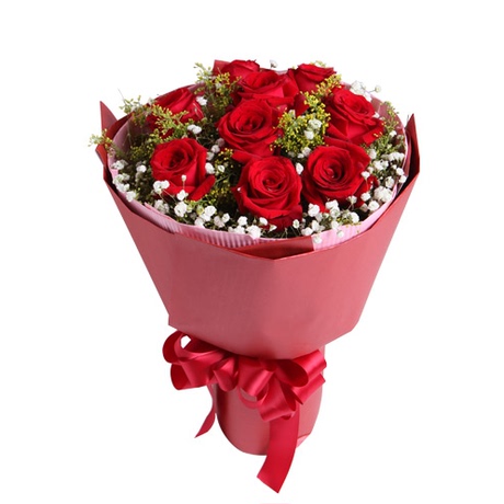 9朵红玫瑰花束泰安鲜花同城速递生日礼物鲜花肥城济南青岛莱芜