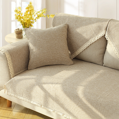 也米纯色亚麻沙发垫布艺四季通用靠背棉麻简约现代沙发巾套罩夏季