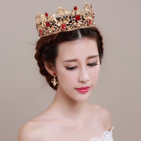 【天天特价】新娘复古大号整环皇冠头饰巴洛克结婚王冠女王发饰品