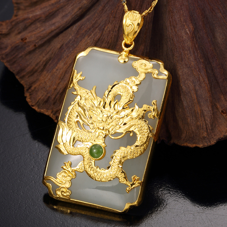 【金镶和田玉吊坠】_和田玉金镶吊坠图片_玉龙吊坠价格_搭配分享 - 爱