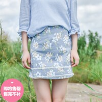森女部落2016春装新款森女系小清新文艺范花朵印花A字裙包臀裙女
