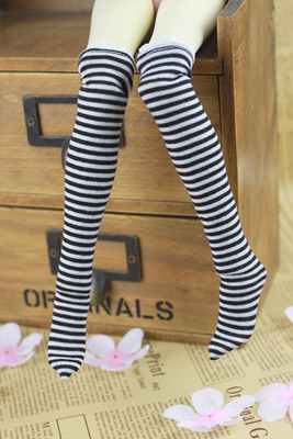 taobao agent Free shipping over 100!IntersectionBJD doll uses long socks 1/3, 1/4 1/6 black and white stripes