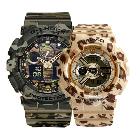 卡西欧g-shock情侣表迷彩防震防磁运动表ga-100cm-5a/ba-110lp-9a