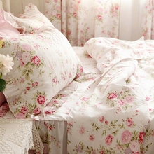 Корейский свежий розовый розовый розовый сад с листьями лотоса пасторальный ветер хлопчатобумажная кровать юбка постельное белье 4 комплекта