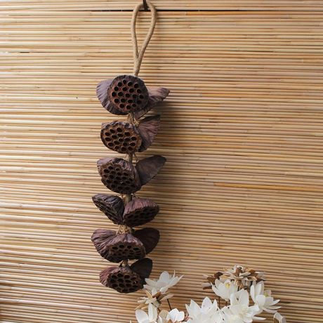 大莲蓬串 手工麻绳原生态热带干果串挂件 酒吧店面装饰品