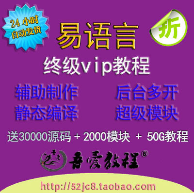 【自动发货】易语言大漠 终级vip教程 后台多开 送30000源码模块
