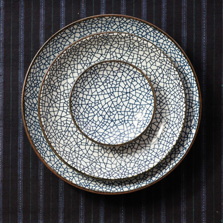 采撷舍日式釉下彩冰裂纹陶瓷盘小盘凉菜火锅碟大盘点心甜品水果盘