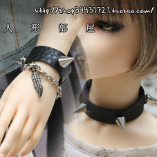 taobao agent [BJD/3 points/uncle] Punk styles with bracelet necklace set group leather ring rivets