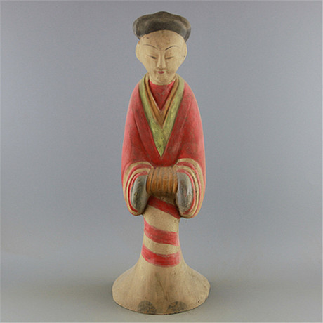 汉代彩陶人物俑汉陶雕像 仿古做旧汉代出土古陶器俑 古玩古董摆件