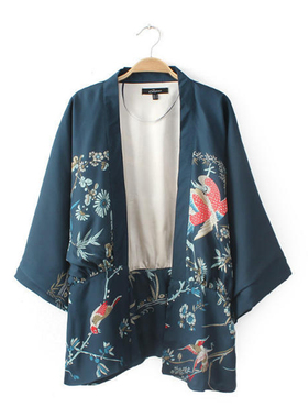 原创定制●云鹤—日式和风罩衫开衫改良和服羽织仙鹤双面穿