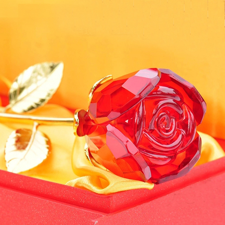 水晶玫瑰花摆件七夕情人节礼物男朋友送女生老婆浪漫闺蜜创意礼品