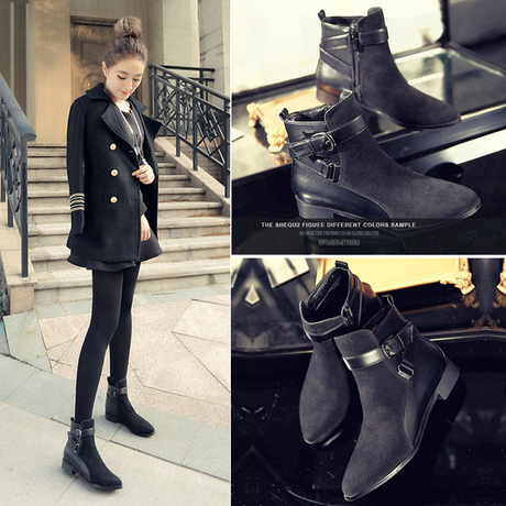 【时装短靴】_潮棉鞋图片_尖头马丁靴价格_搭配分享 - 爱逛街