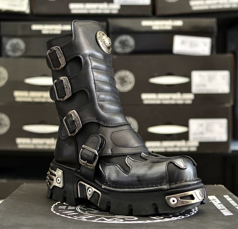 Newrolk Metal Wind Simple and Comfortable Mid-Boot Boot Large size leather men and women boots 1591-multi-color