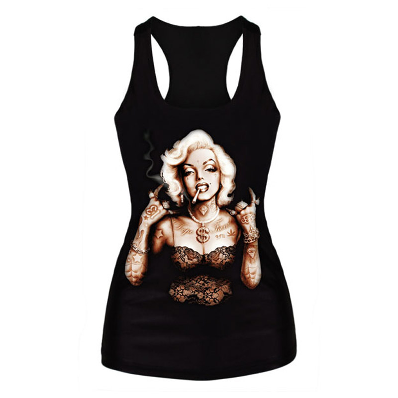 

Футболка Andy Lamont Marilyn Monroe Image Women Black Vest Tight Tops