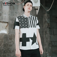 viishow2016夏装新品 洛可可印象星芒衬衫潮 图案白色纯棉T男零