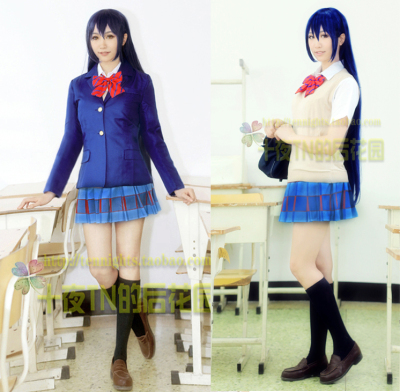 taobao agent Ten Night LOVELIVE COS Uniforms School Uniform Farmer Scatter Sweater Vests Shoes Full Set Store