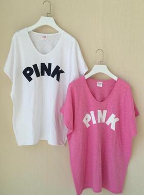 夏款韩国代购进口cherry pink正品后背字母纯棉高弹修身短袖t